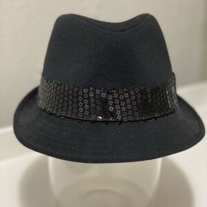 Black Fedora Hat with Sequin Band
